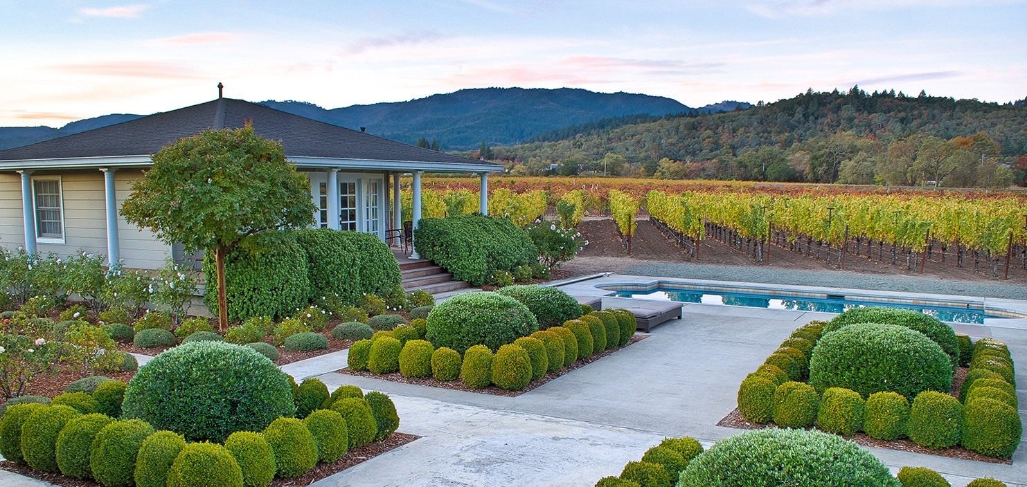 St. Helena winery with vineyard and pool